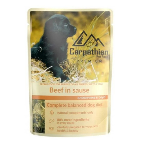 Влажный корм для щенков Carpathian Pet Food Beef in sauce говядина в соусе 12 шт по 100 г