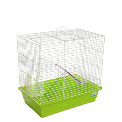 Клітка Природа для гризунів (хомʼяка/миші/щура) "Гоша" з колесом 44х27х50 см біло-зелена