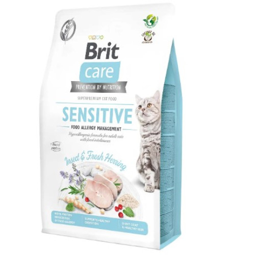 Сухой корм для кошек с пищевой непереносимостью Brit Care Cat GF Insect, насекомые и рыба, 2 кг