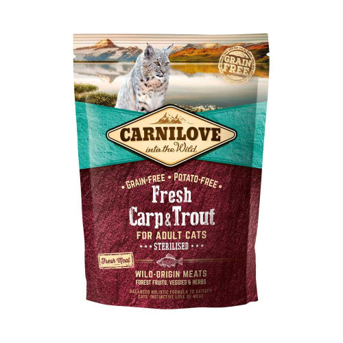 Сухой корм Carnilove Cat Fresh Carp & Trout Sterilised для стерилизованных кошек с карпом и форелью 400 г
