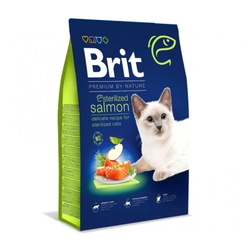 Сухой корм Brit Premium by Nature Cat Sterilised Salmon для стерилизованных кошек с лососем