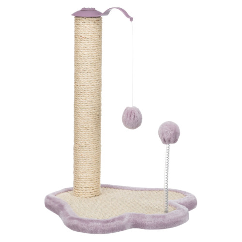 Когтеточка для кошенят Trixie Junior Стовпчик-лапа з іграшками сизаль/плюш світло-бузковий/натуральний, 40*38*50 см