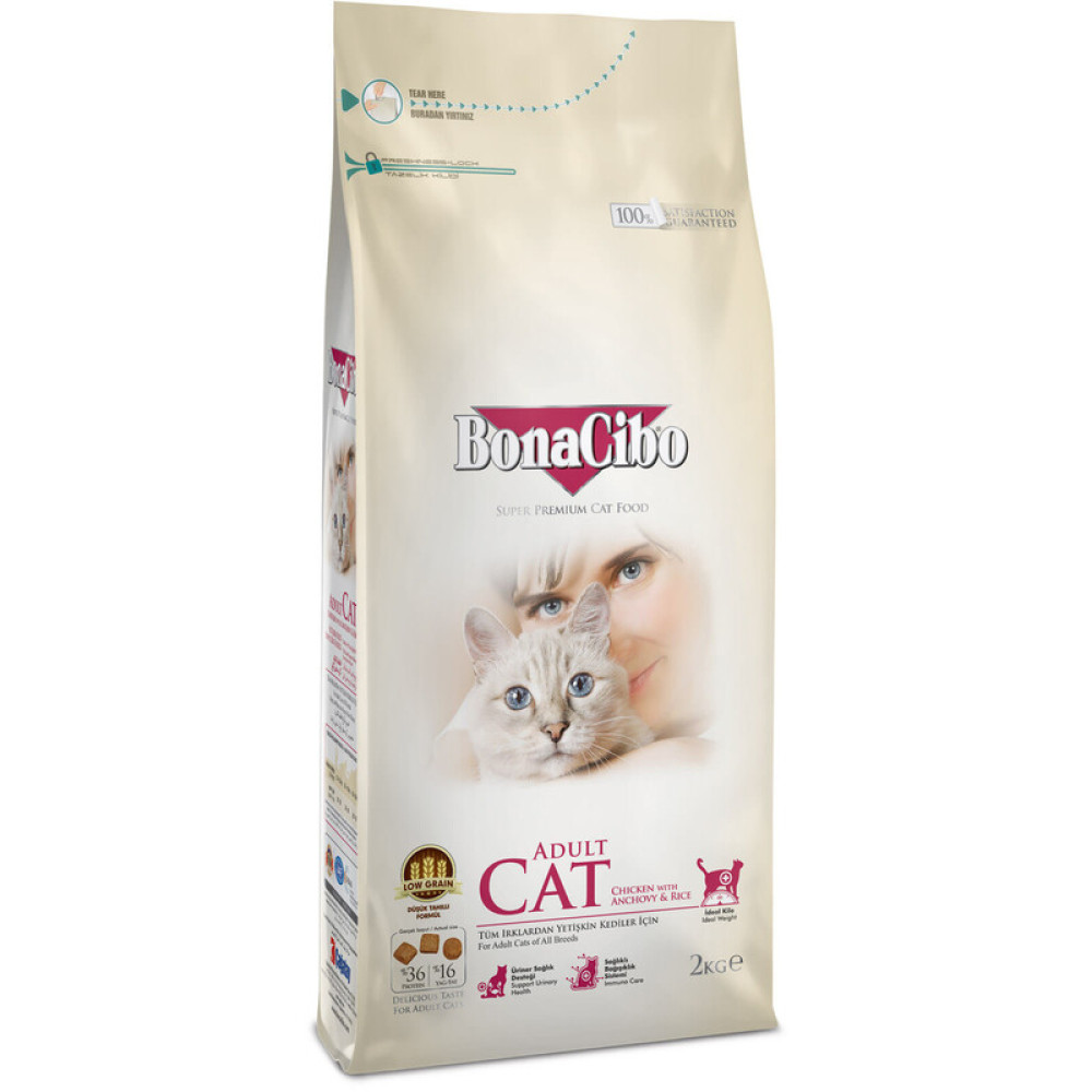 Сухой корм для кошек BonaCibo Cat Adult Chicken & Rice with Anchovy 2 (кг)