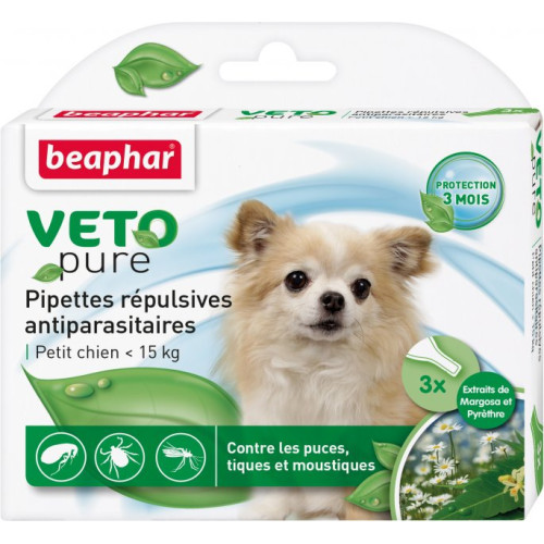 Капли от блох и клещей Beaphar Bio Spot On Veto pure для собак до 15 кг 3 пипетки