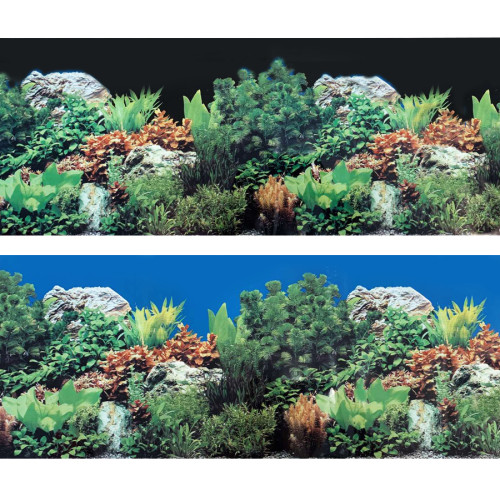 Фон для аквариума Marina двусторонний река-2 на темном и синем фоне 10 x 30 см 