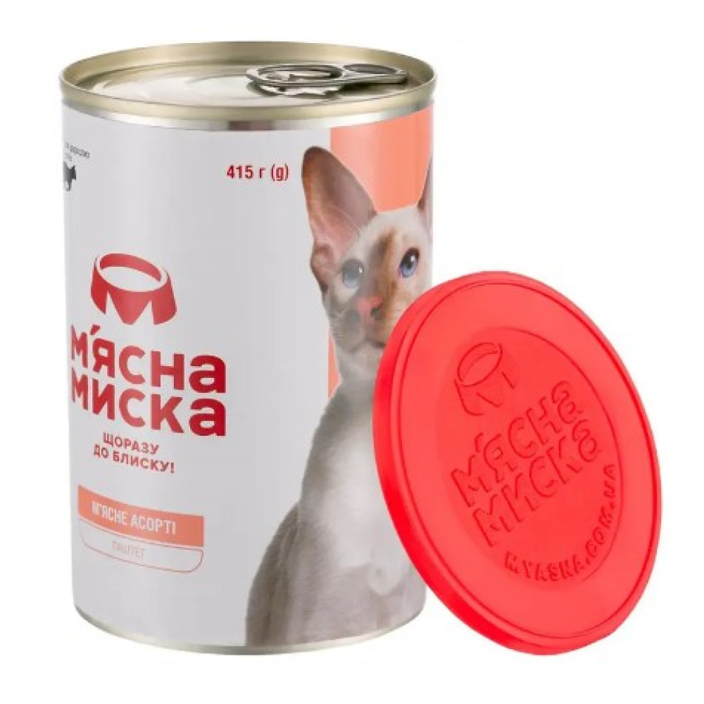 Паштет для дорослих кішок М`ясна Миска 415 г (м`ясне асорті)