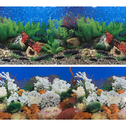 Фон для аквариума Marina двусторонний река/кораллы 10 x 30 см