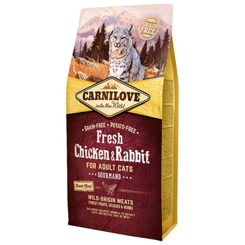 Сухой корм Carnilove Cat Fresh Chicken & Rabbit Gourmand для взрослых кошек с курицей и кроликом 6 кг