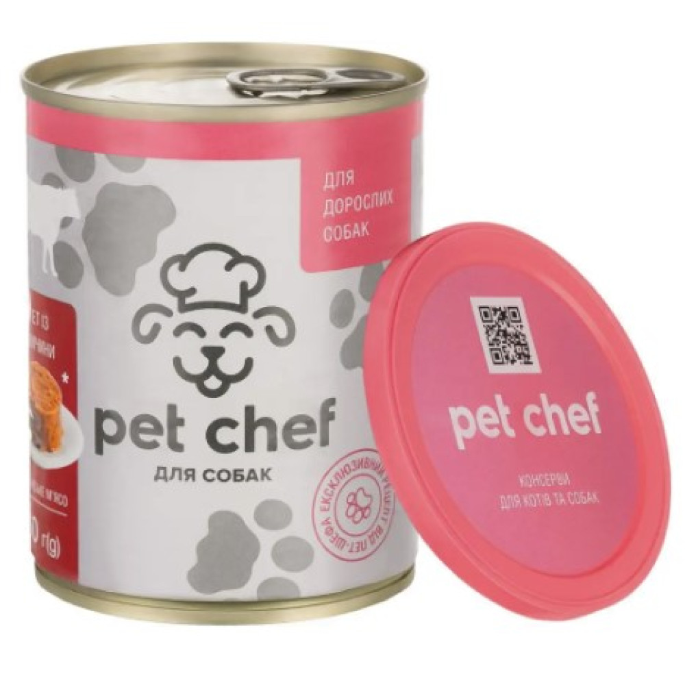 Влажный корм для взрослых собак Pet Chef мясной паштет с говядиной 360 г