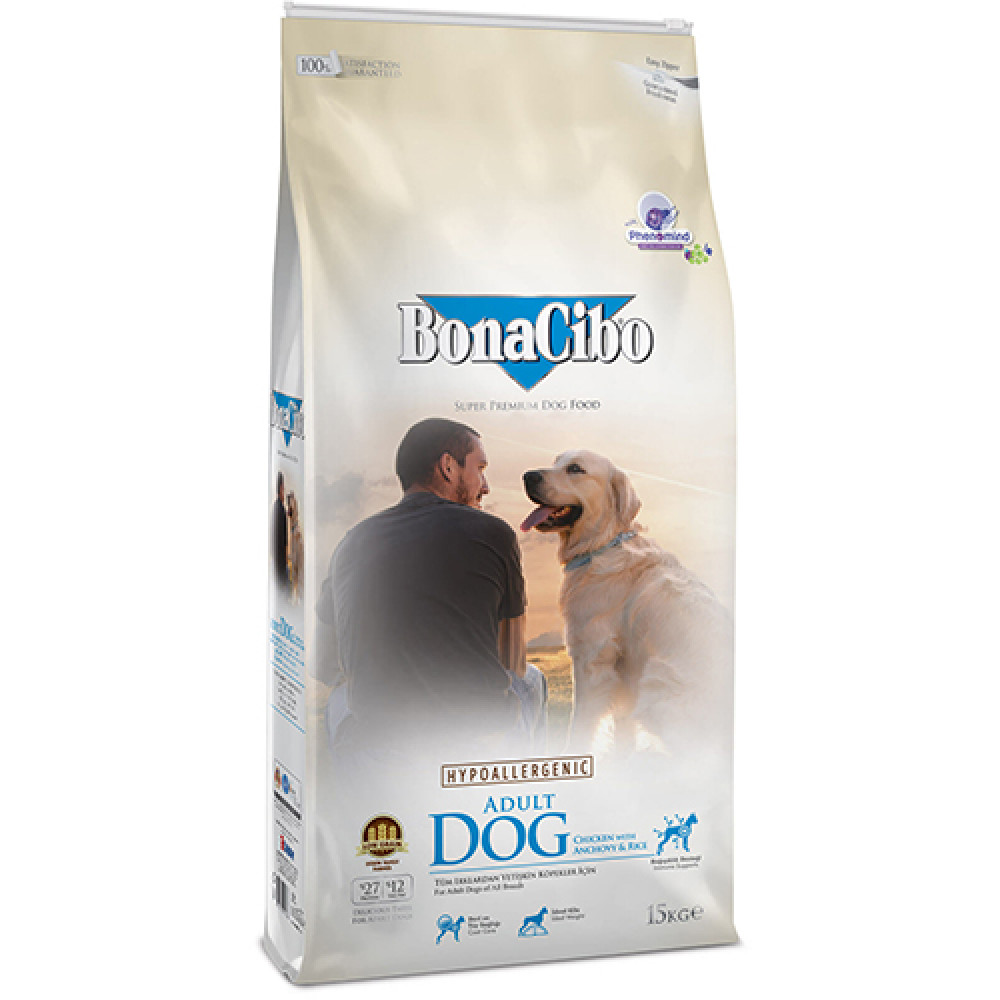 Сухой корм для собак BonaCibo Dog Adult Chicken & Rice with Anchovy 4 (кг)