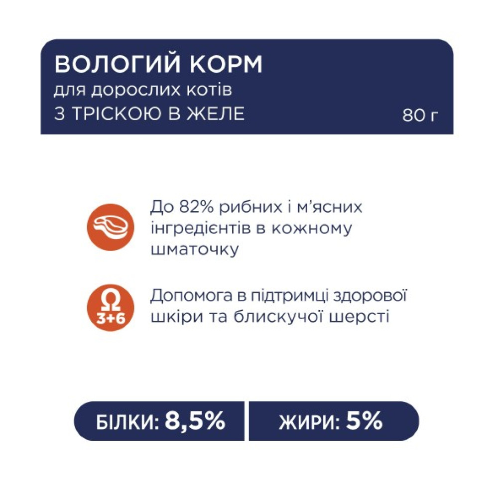 Влажный корм для кошек Club 4 Paws 12 шт по 80 г (треска в желе)