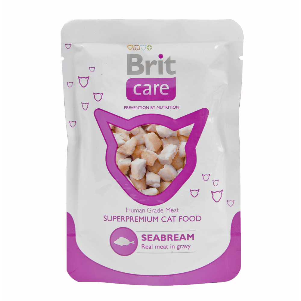 Влажный корм для кошек морской окунь Brit Care Pouches Seabream 80 г