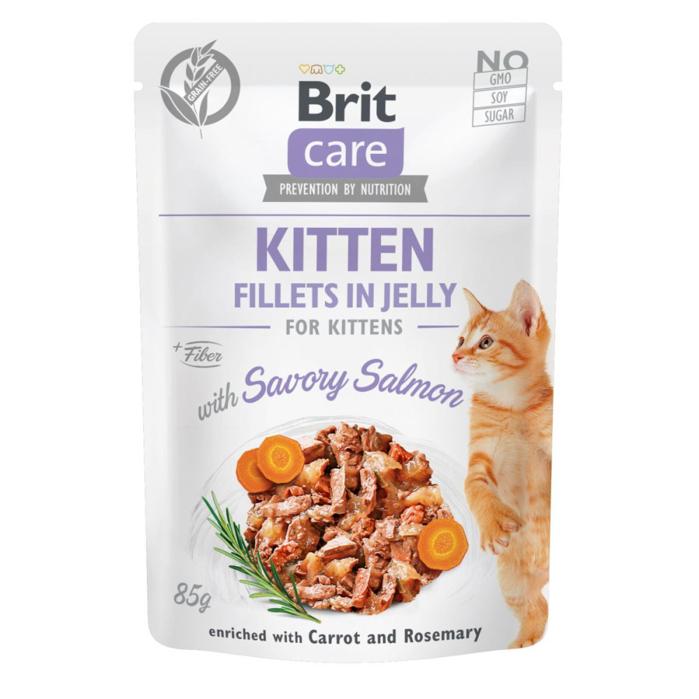 Влажный корм для котят Brit Care с лососем в желе 85 г