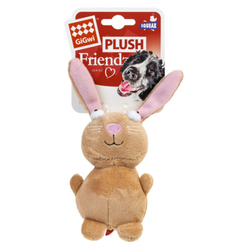 Мягкая игрушка для собак с пищалкой КРОЛИК GIGWI PLUSH, плюш, 16 см