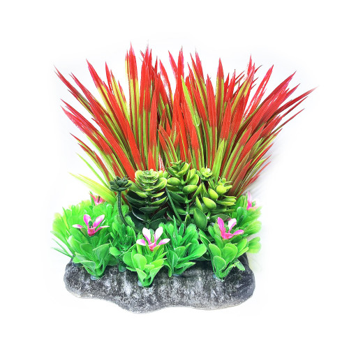 Штучна рослина для акваріума Aquatic Plants "RedGreen Mix" червоно-зелена 17 см