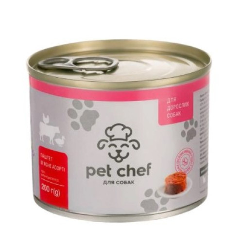 Вологий корм для дорослих собак Pet Chef паштет (м`ясне асорті) 200 (г)