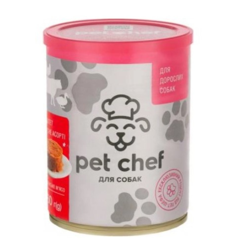 Вологий корм для дорослих собак Pet Chef паштет (м`ясне асорті) 360 г