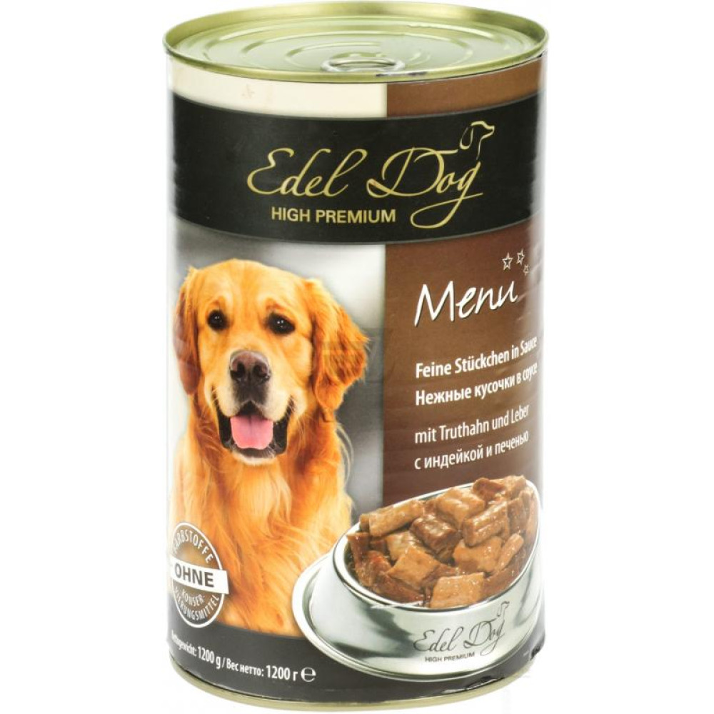 Влажный корм для собак Edel Dog с индейкой и печенью 1.2 кг
