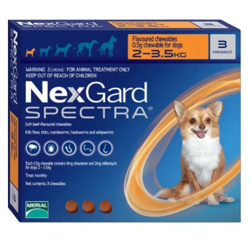 Таблетка для собак NexGard Spectra (Нексгард Спектра) от 2 до 3,5 кг, 1 таблетка (от внешних и внутренних паразитов)