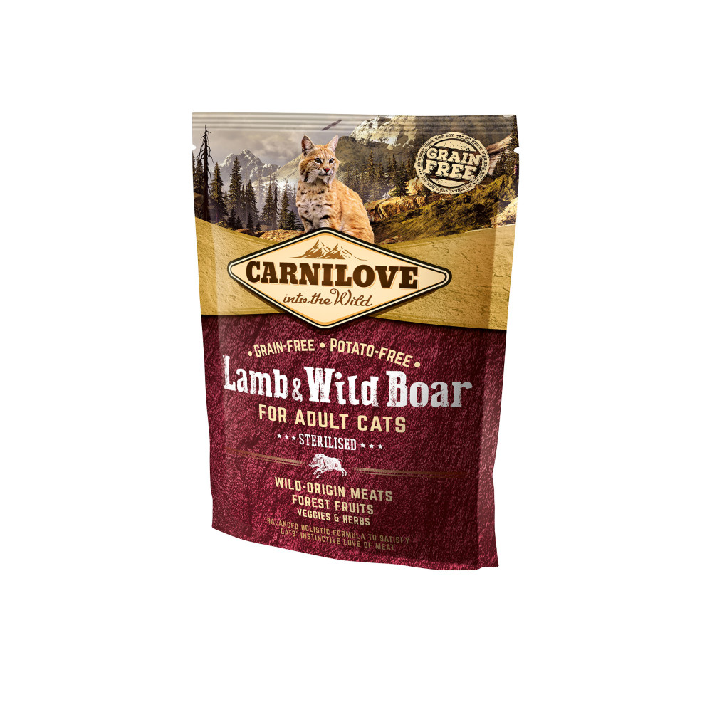 Сухой корм Carnilove Lamb & Wild Boar Sterilised для взрослых стерилизованных кошек 400 г