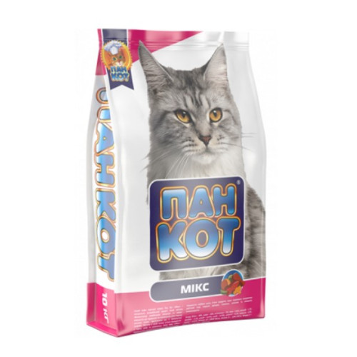 Сухий корм для котів із вмістом риби, яловичини, курки "Пан Кіт" мікс 10кг