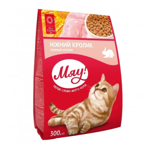 Сухой корм для взрослых котов Мяу с кроликом 300 (г)
