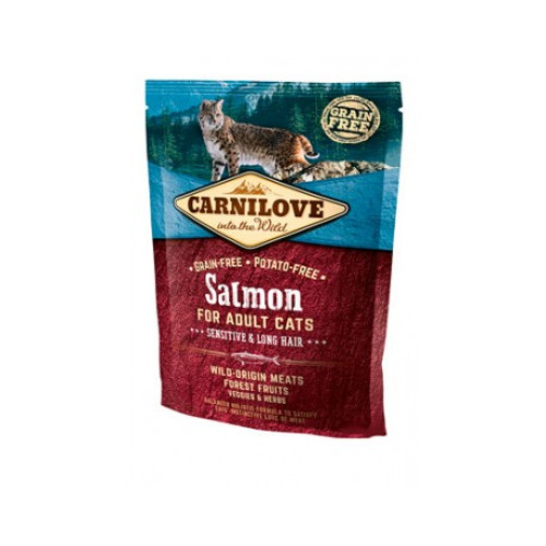 Сухий корм Carnilove Salmon Sensitive & Long-Hair для дорослих кішок з чутливим травленням 400 г