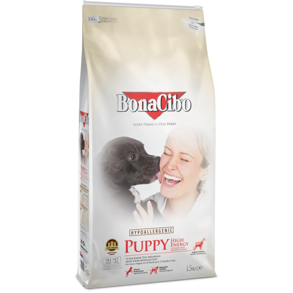 Сухой корм для щенков BonaCibo Puppy High Energy Chicken & Rice with Anchovy 3 (кг)