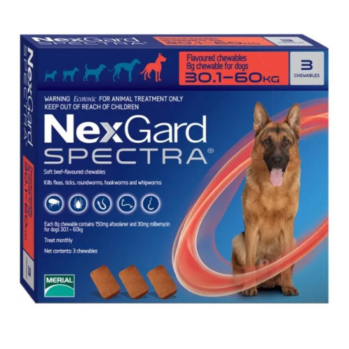 Таблетка для собак NexGard Spectra (Нексгард Спектра) от 30,1 до 60 кг, 1 таблетка (от внешних и внутренних паразитов)