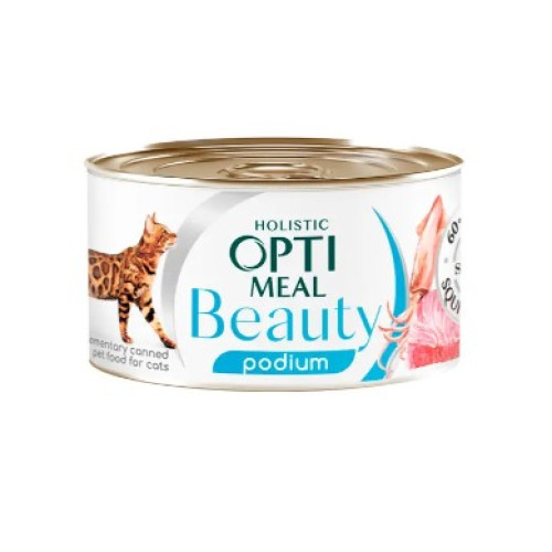 Вологий корм для кішок Optimeal Beauty Podium 12 шт по 70 г (тунець та кальмари)