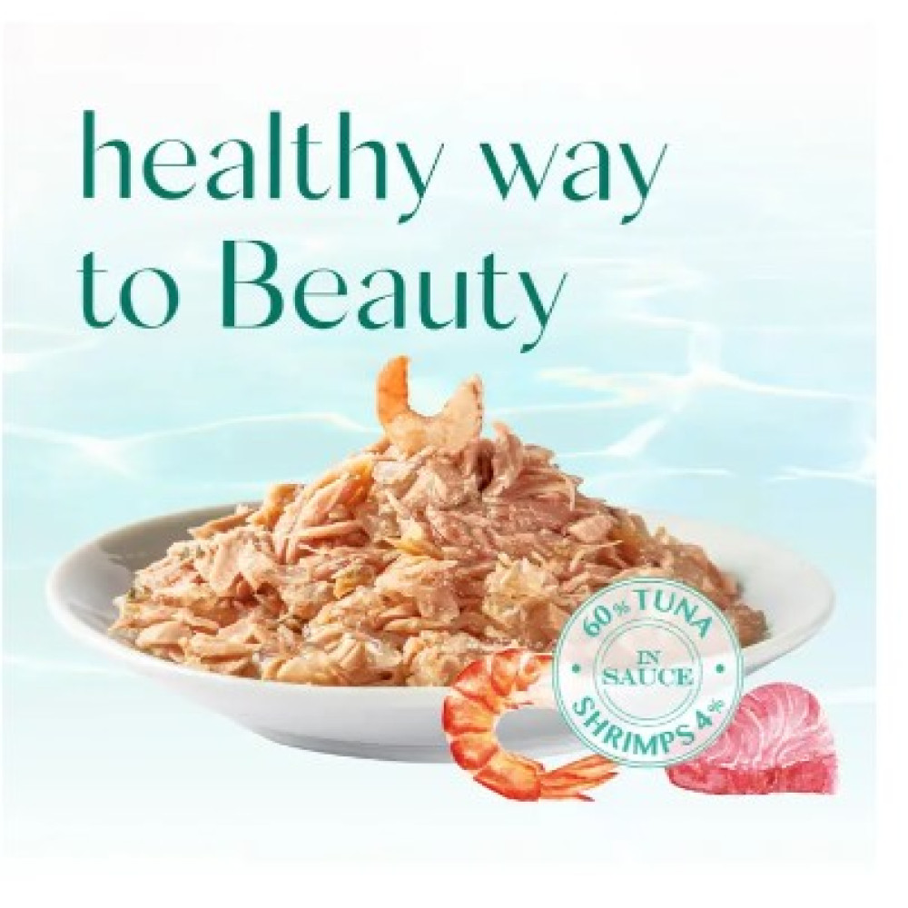 Вологий корм для кішок Optimeal Beauty Fitness 12 шт по 70 г (тунець з креветками)