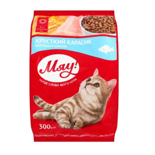 Сухой корм для взрослых котов Мяу карась 300 (г)