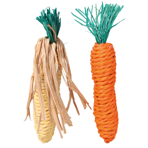 Игрушка для грызунов Кукуруза и морковка Trixie 15 см, набор 2 шт.