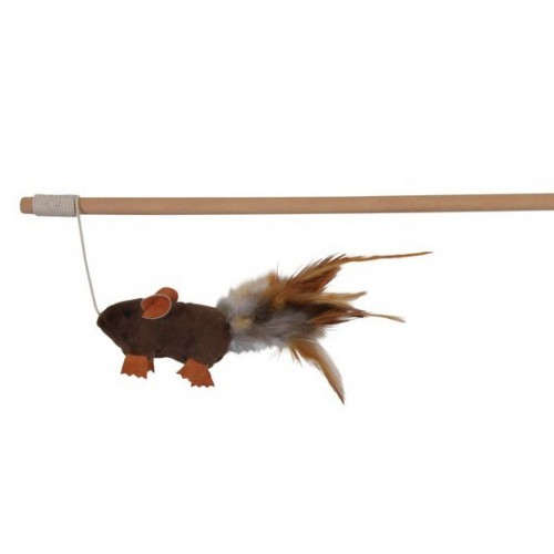 Игрушка для кошек Trixie Удочка с мышкой и перьями, 50 см