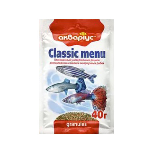 Корм для аквариумных рыб Аквариус "Classic Menu - Granules" в виде гранул 40 г
