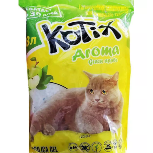 Наполнитель силикагелевый "Kotix" для кошек с ароматом яблока 1.6 (кг)