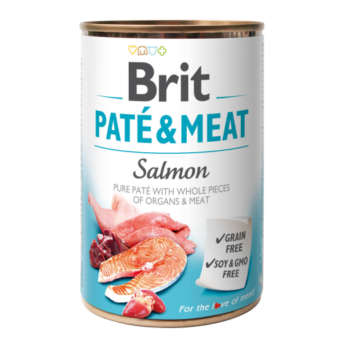 Влажный корм для собак Brit Pate & Meat со вкусом лосося и курицы 400 г