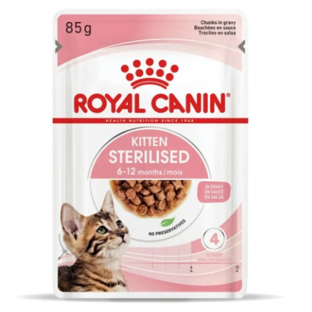 Влажный корм для стерилизованных котят Royal Canin Kitten Sterilised в соусе 12 шт х 85 г