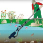 Пылесос (илосос) для очистки стенок, дна садового пруда и водоема Jebao PC-1 9000 л/ч
