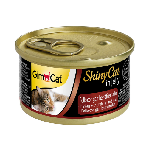 Влажный корм для кошек Gimpet ShinyCat с курицей, креветками и солодом 70 г