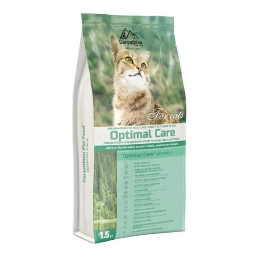 Сухий корм для дорослих кішок Carpathian Pet Food Optimal Care з куркою та морським окунем 1.5 (кг)