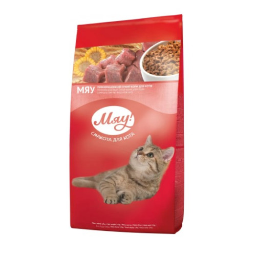 Сухой корм для взрослых котов Мяу с печенью 14 кг