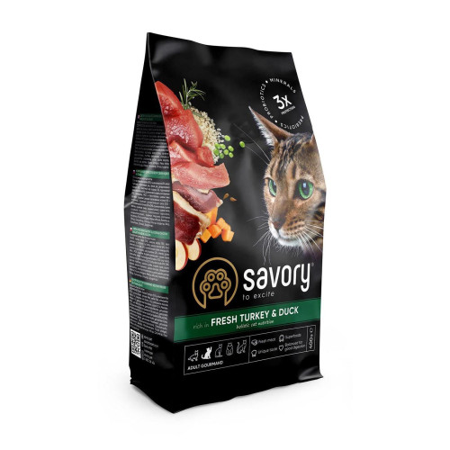 Сухий корм Savory для вибагливих кішок з качкою та індичкою 400 (г)