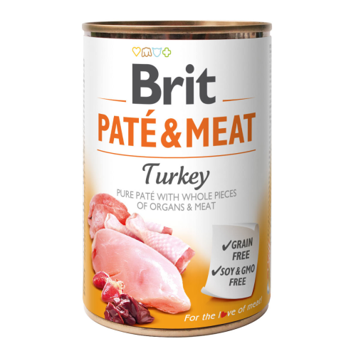 Вологий корм для собак Brit Pate & Meat зі смаком індички та курки 400 г