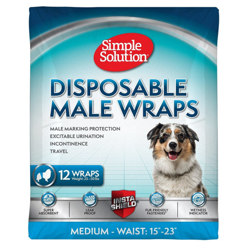 Вологопоглинаючий пояс для собак середніх порід Simple Solution Disposable Male Wrap Medium 12 шт
