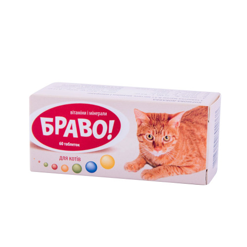 Вітаміни та мінерали Браво 60 таблеток для котів