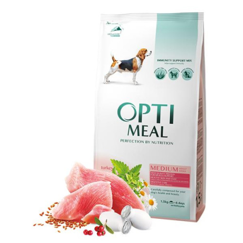 Сухой корм для взрослых собак средних пород Optimeal (индейка) 1.5 (кг)