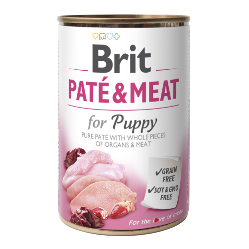 Вологий корм для цуценят Brit Pate & Meat зі смаком індички та курки 400 г