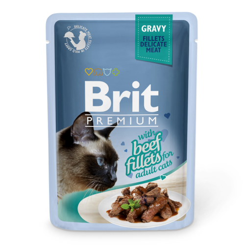 Вологий корм для кішок з філе яловичини у соусі Brit Premium Cat pouch 85 г