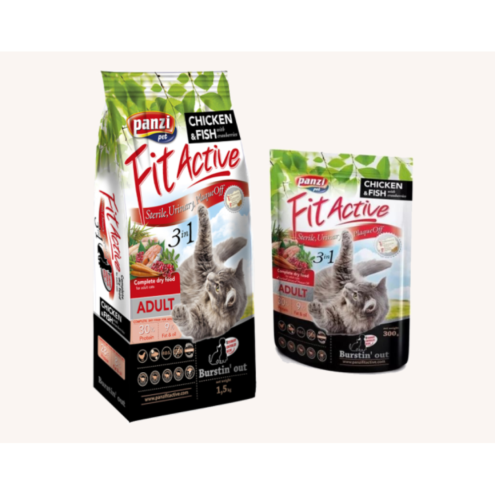 Корм для взрослых котов FitActive Cat ADULТ 3in1 300 (г)
